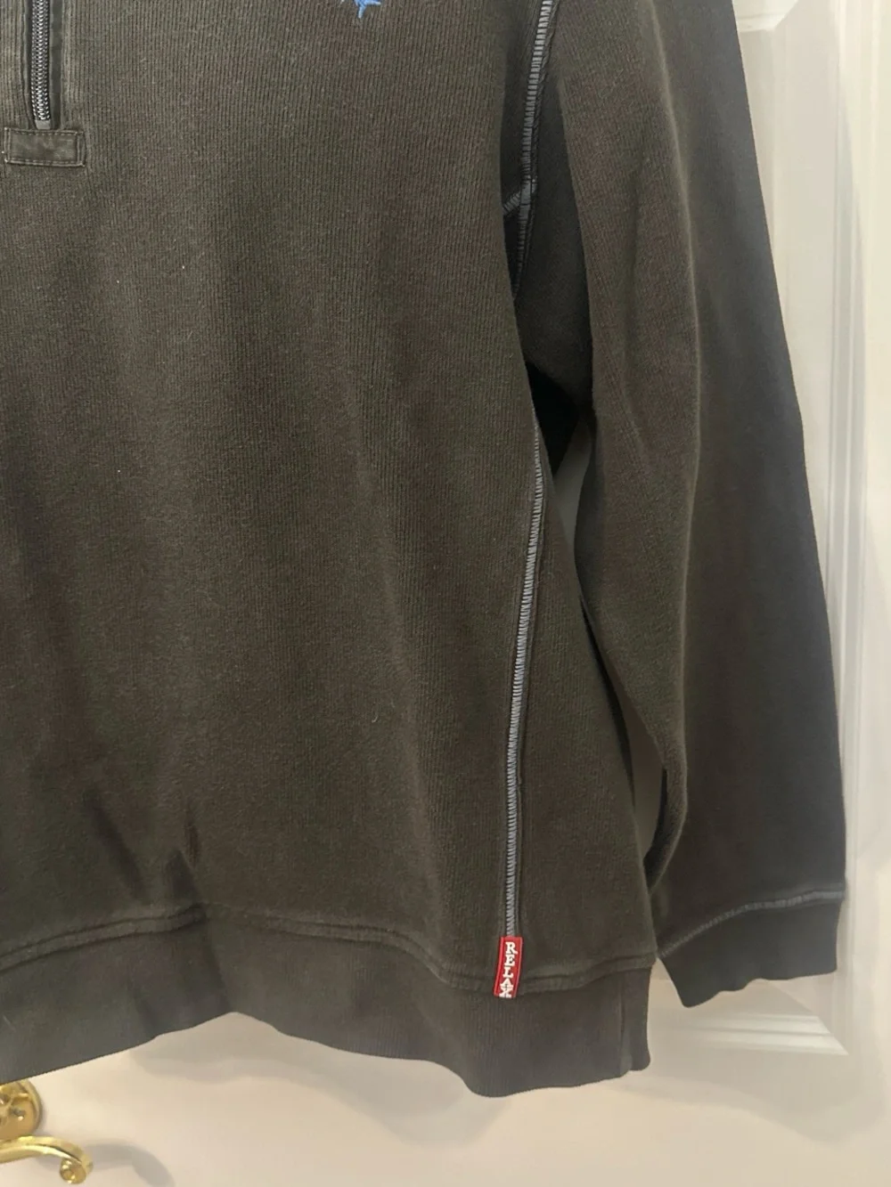 Tommy Bahama Men's Black Quarter-Zip Sweater with Iconic Blue Swordfish Logo